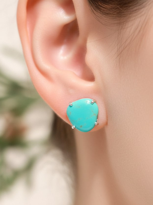 925 Silver Green Stud Earrings