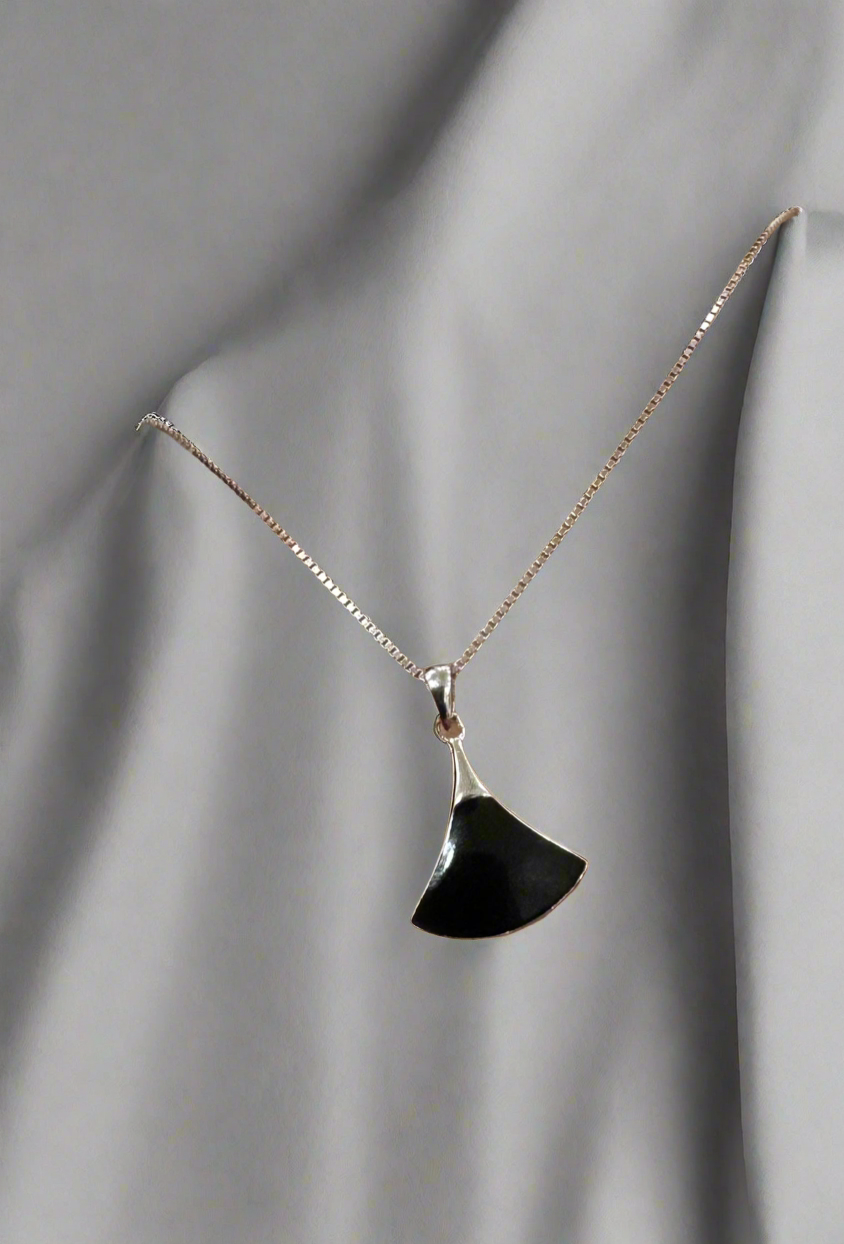 Silver Black Pendant Minimalistic Necklace