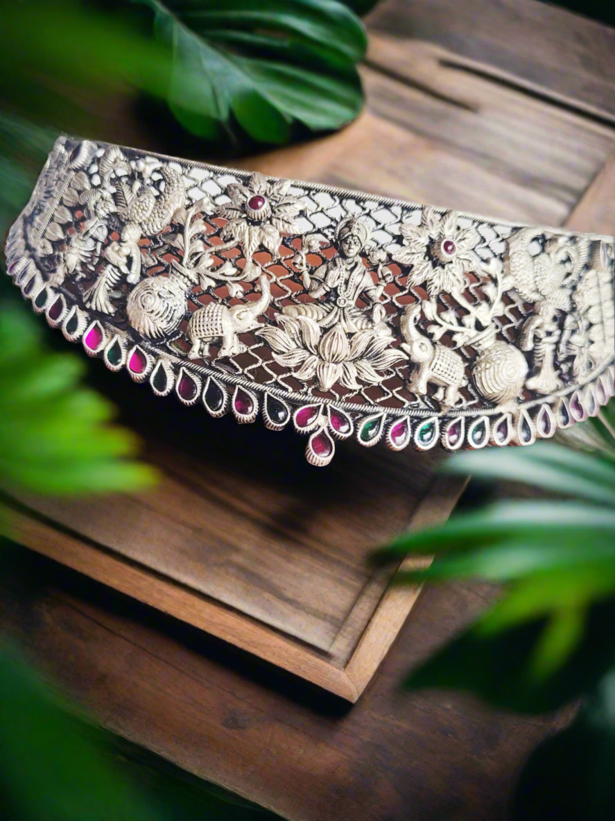 Indira - Goddess Lakshmi Choker – 92.5 Silver Temple Jewelry