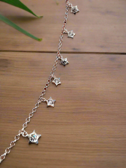 Eira Tara – Minimalistic 92.5 Silver Dangling Star Chain Bracelet