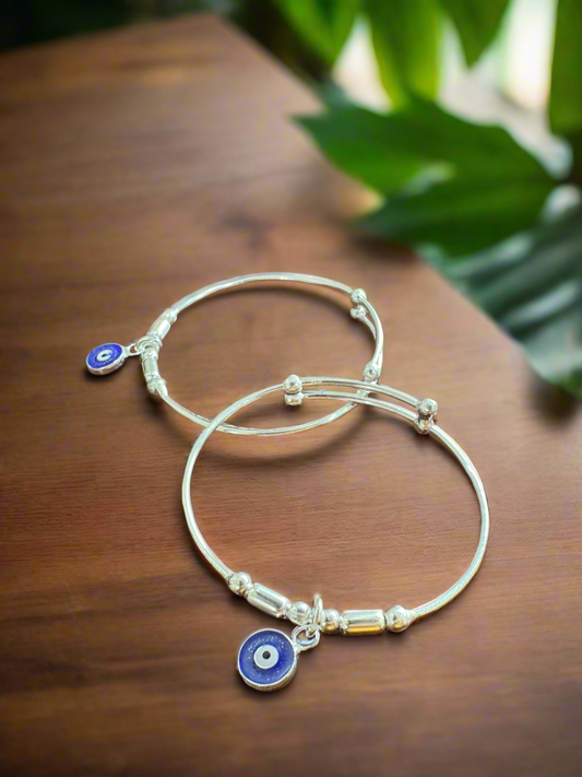 92.5 Silver Evil Eye Adjustable Size Nazaria Set for Kids