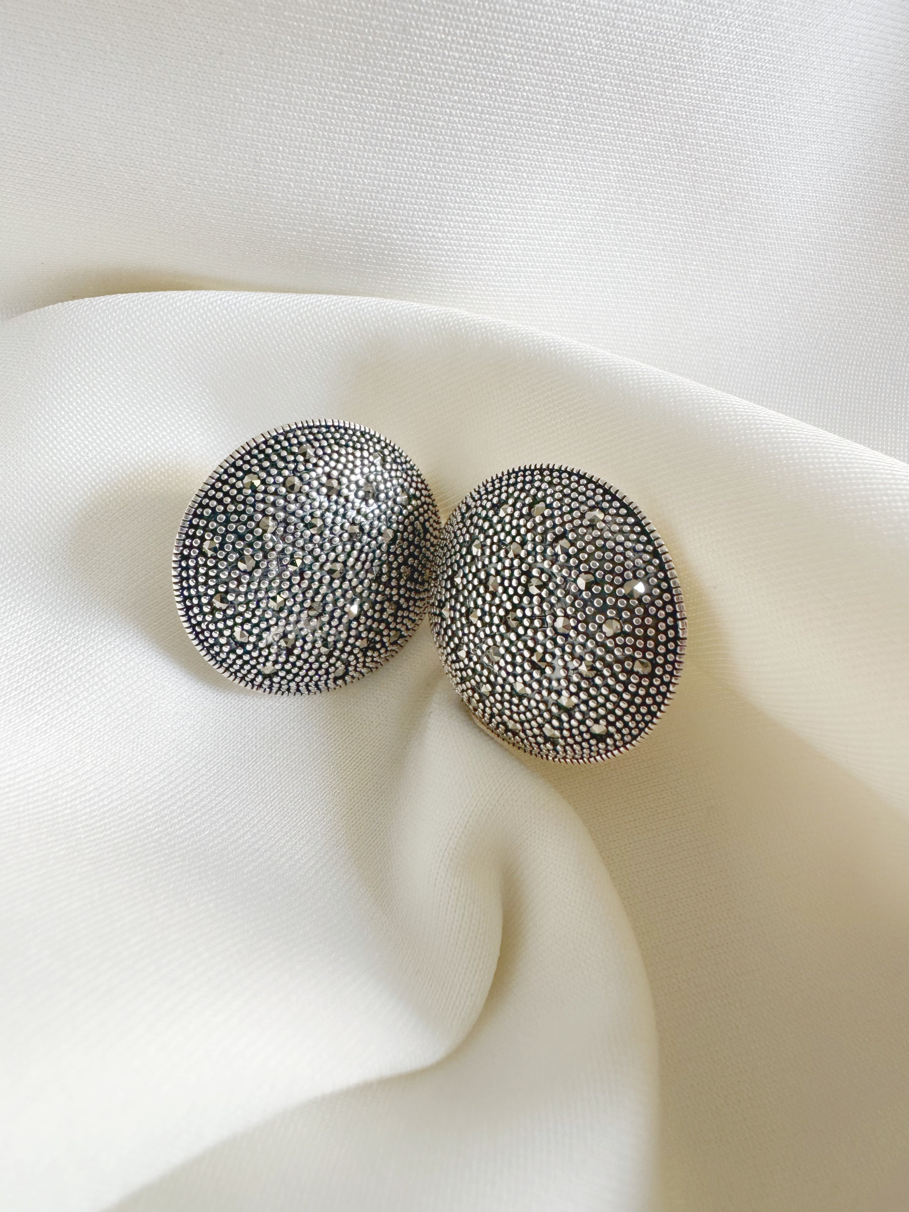 Nakshi 92.5 Silver Marcasite Stud Earrings