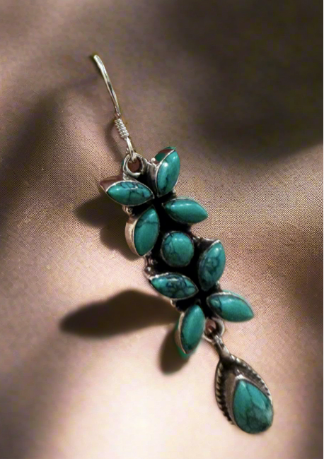 92.5 Silver Turquoise Hanging Earrings