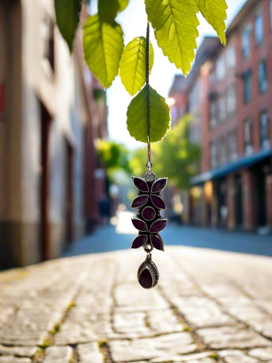 92.5 Silver Pink Hanging Earrings