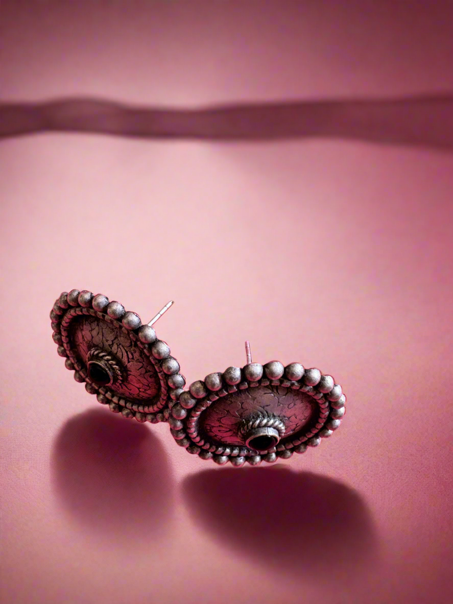 92.5 Silver Round Earrings