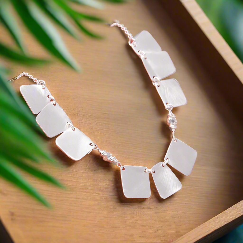 92.5 Silver Square Coins Necklace