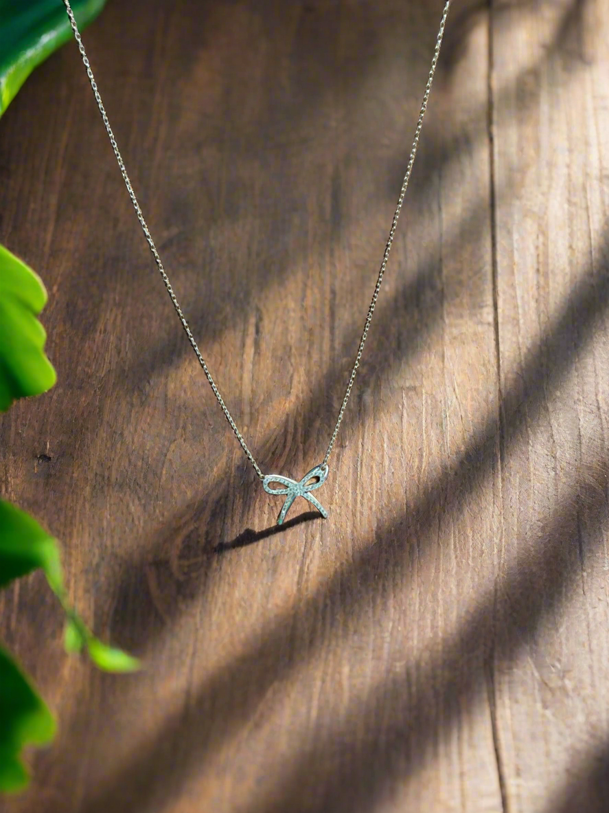 92.5 Silver Bow Pendant Minimalistic Necklace