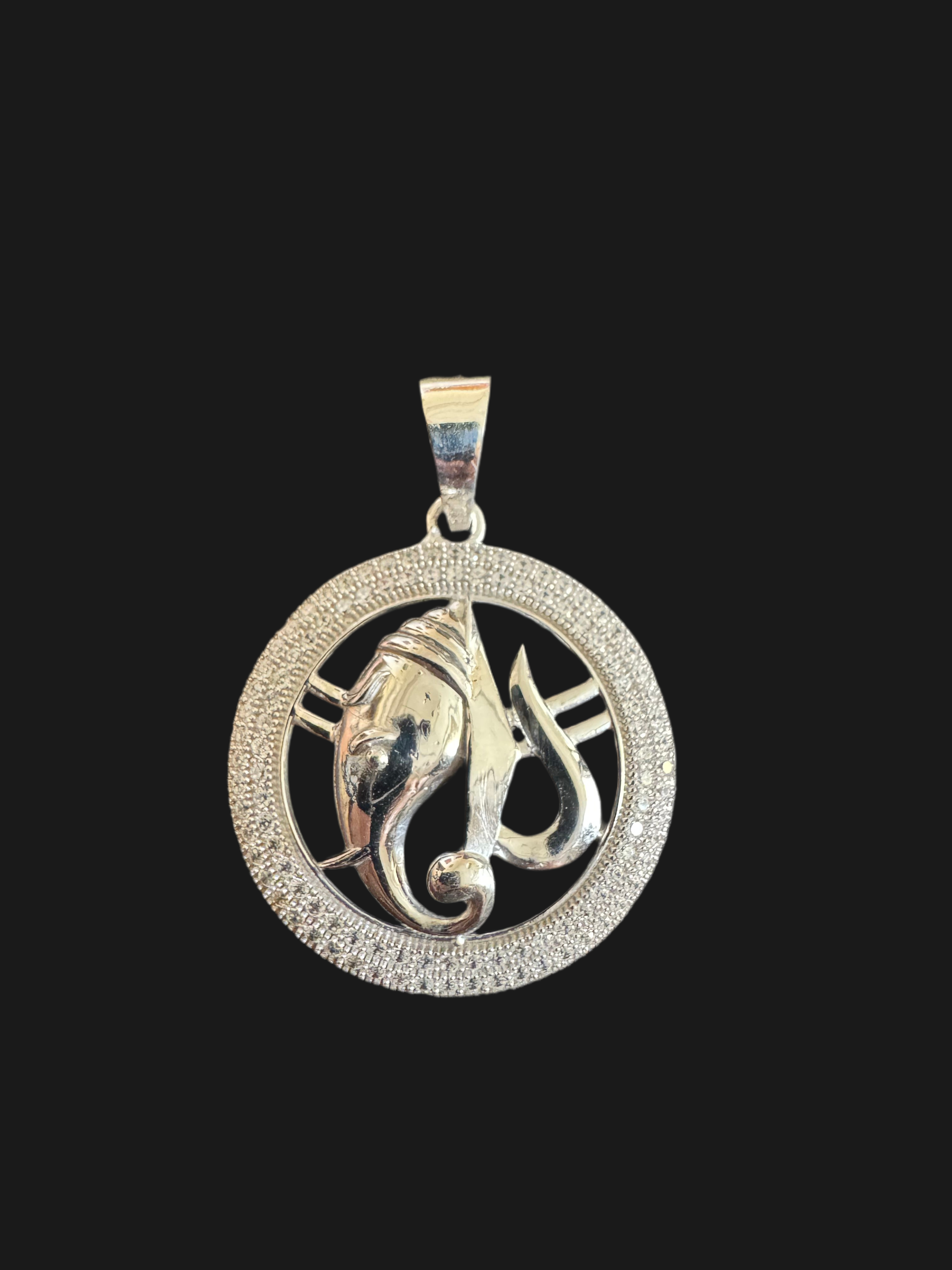 Silver Unisex Ganesha Pendant 92.5 (Without Chain)