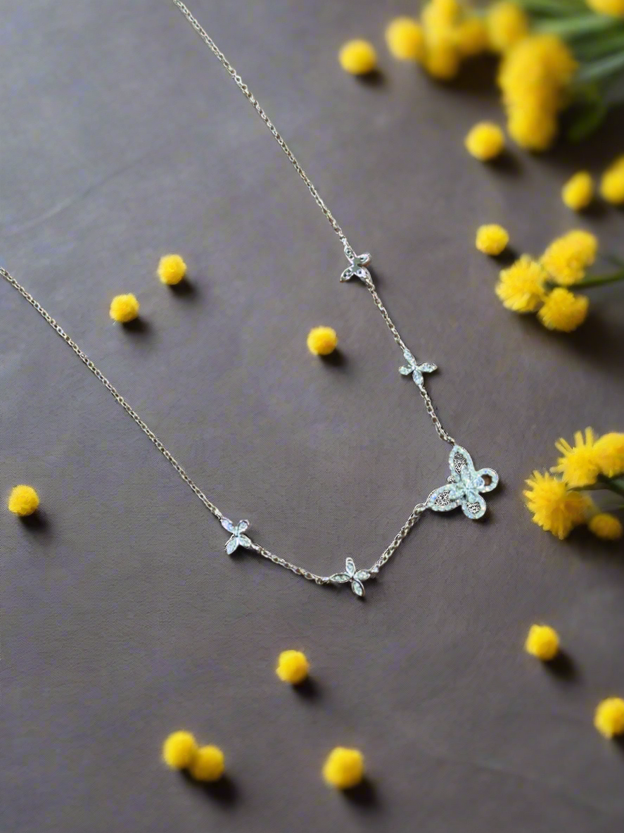 Silver Butterfly Pendant Minimalistic Necklace