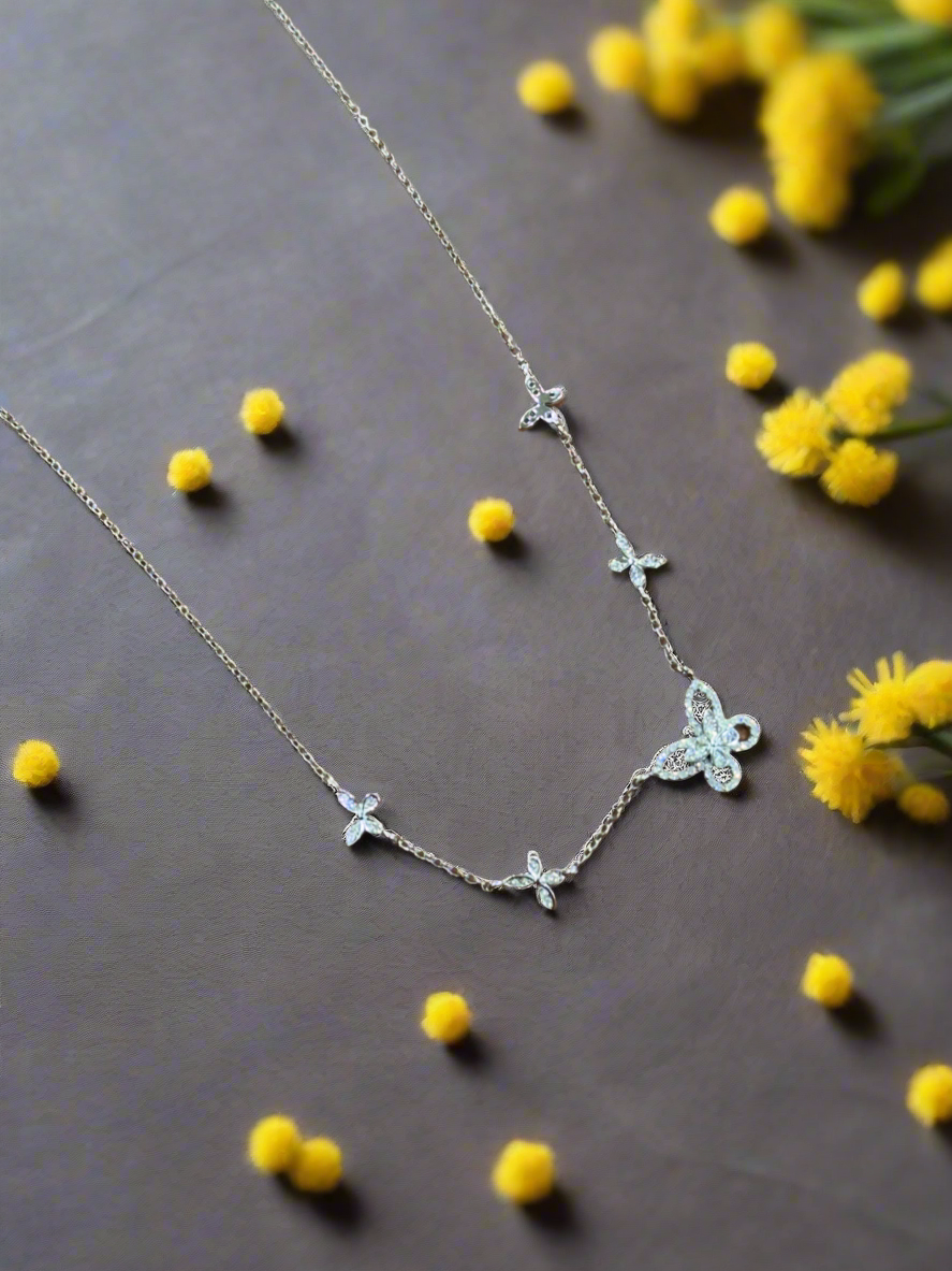92.5 Silver Butterfly Pendant Minimalistic Necklace