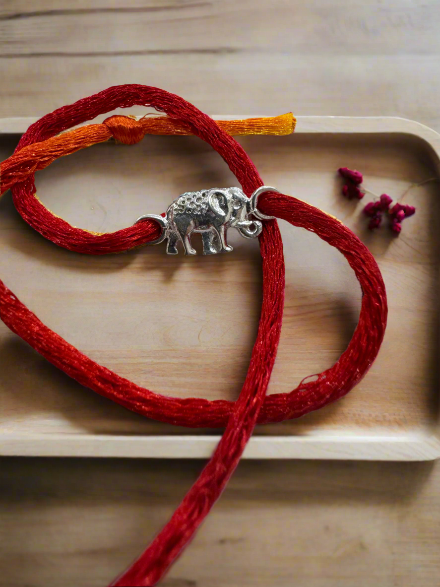 Kids Handcrafted Baby Elephant Rakhi in Pure 92.5 Silver
