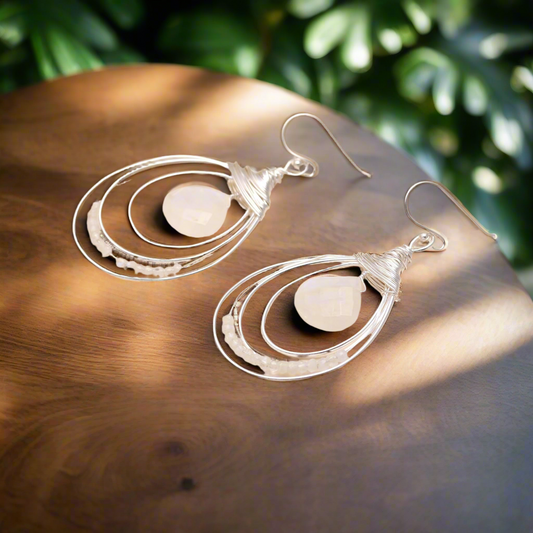 Silver Hanging Hoops Earrings 92.5 Silver