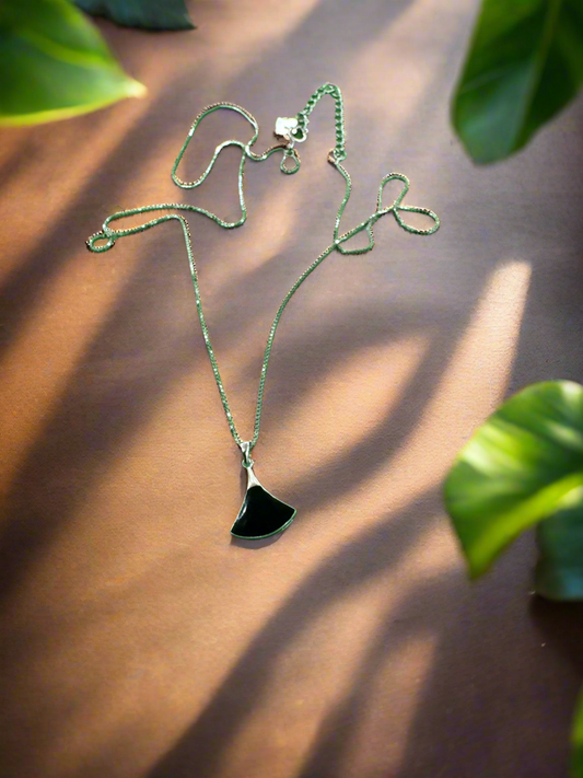 Silver Black Pendant Minimalistic Necklace