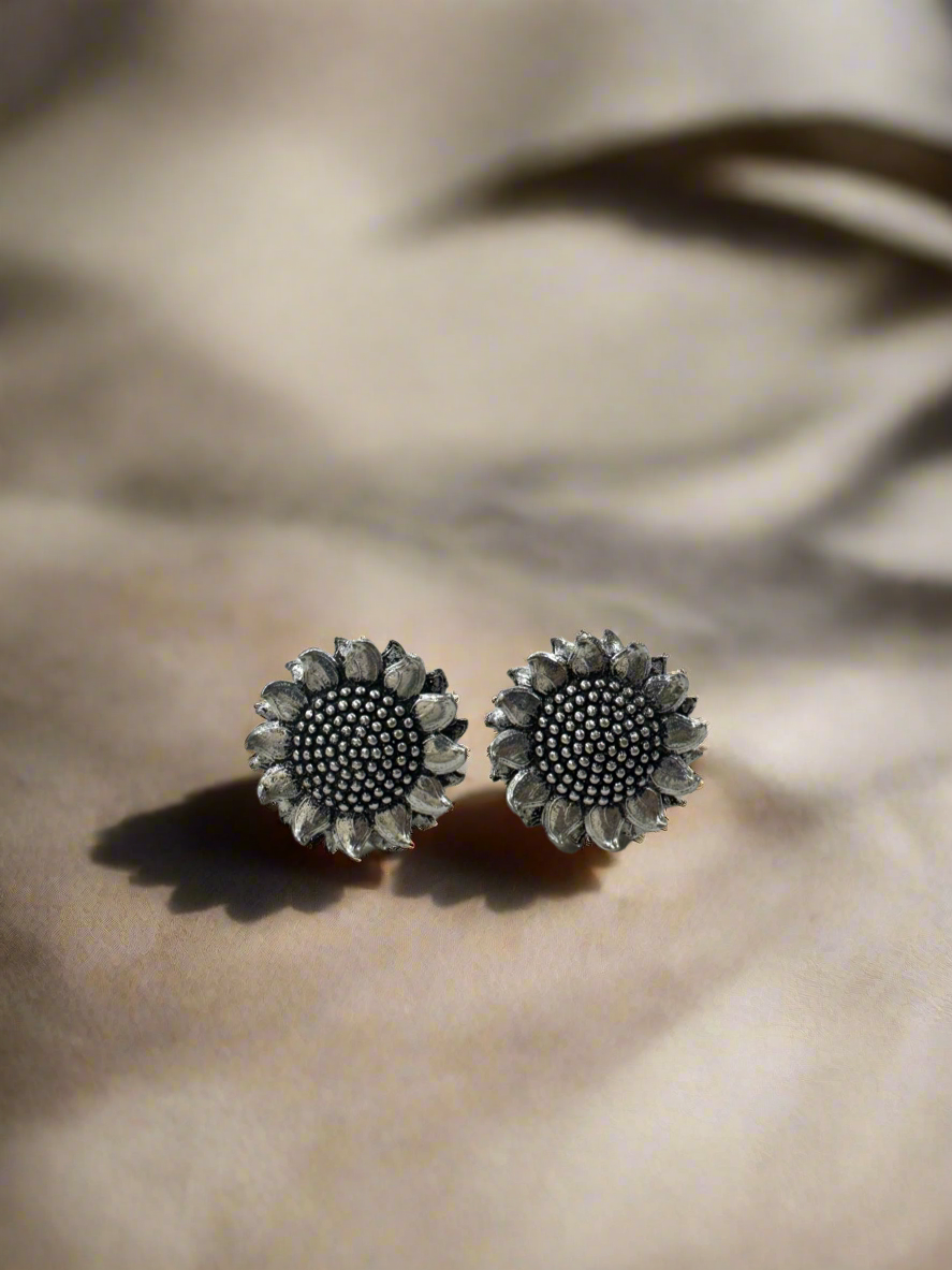 The Sunshine 92.5 Silver Blooming Elegance Stud Earrings - Handcrafted