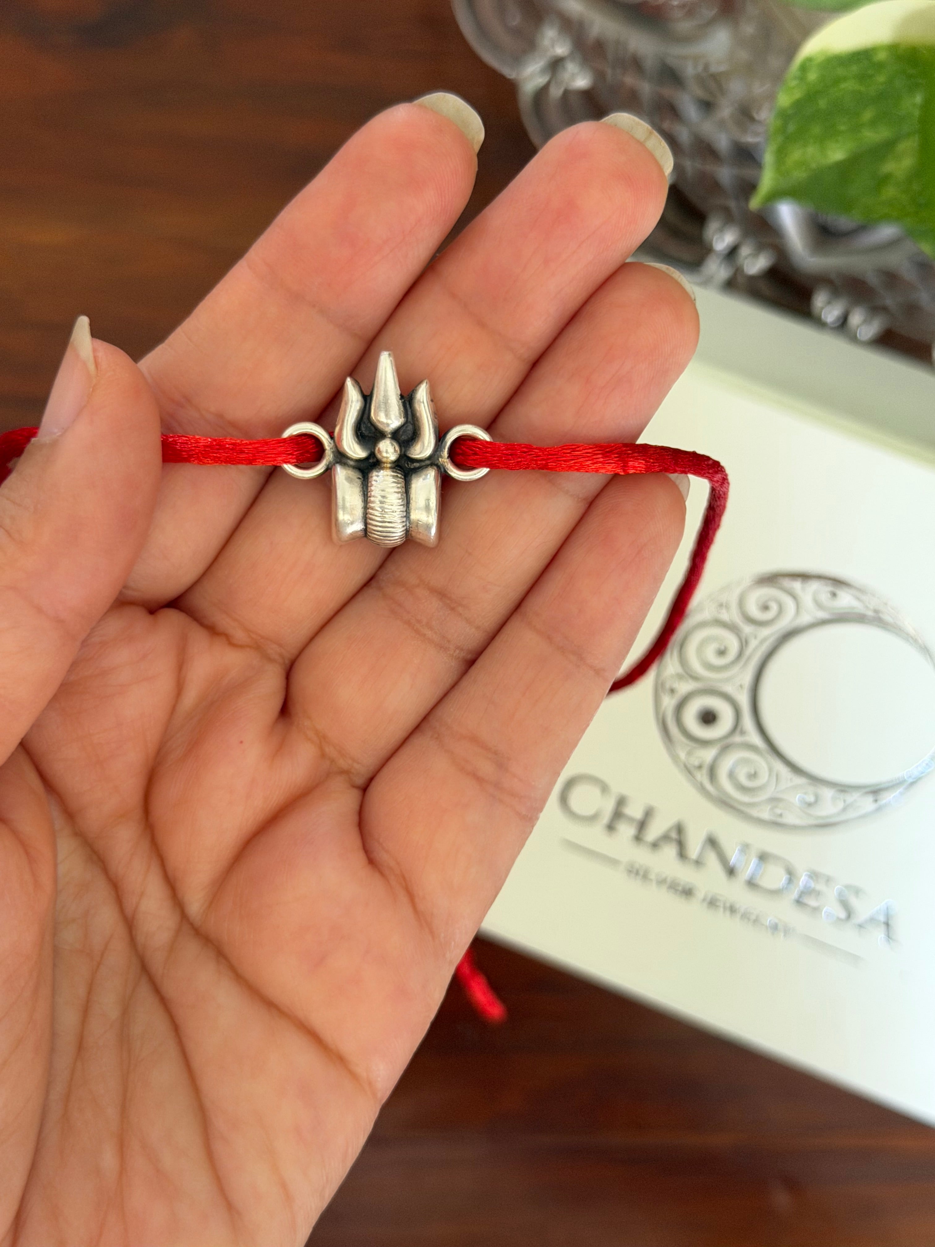 Shiva Trishul Damru- Without Chain 925 Silver Rakhi