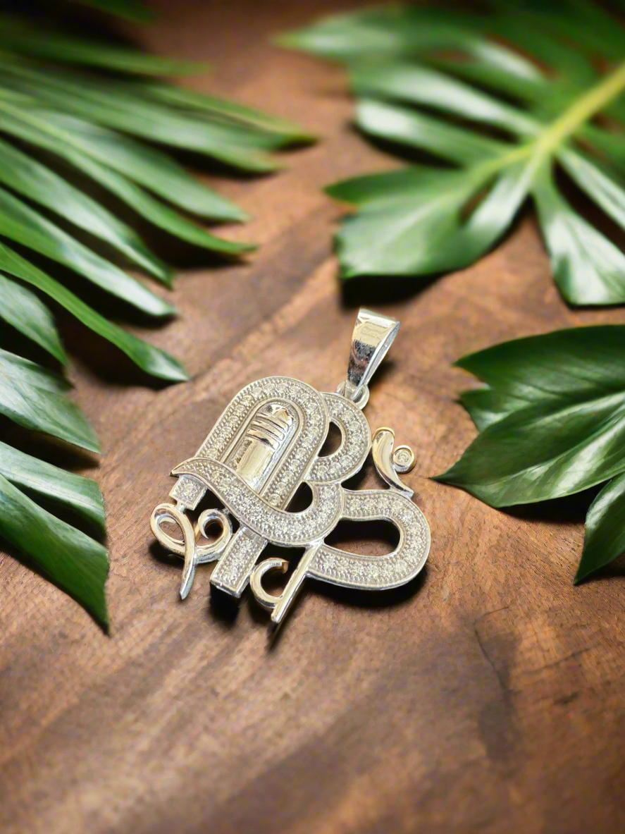 92.5 Silver Unisex Om and Shivaling Pendant (without Chain)