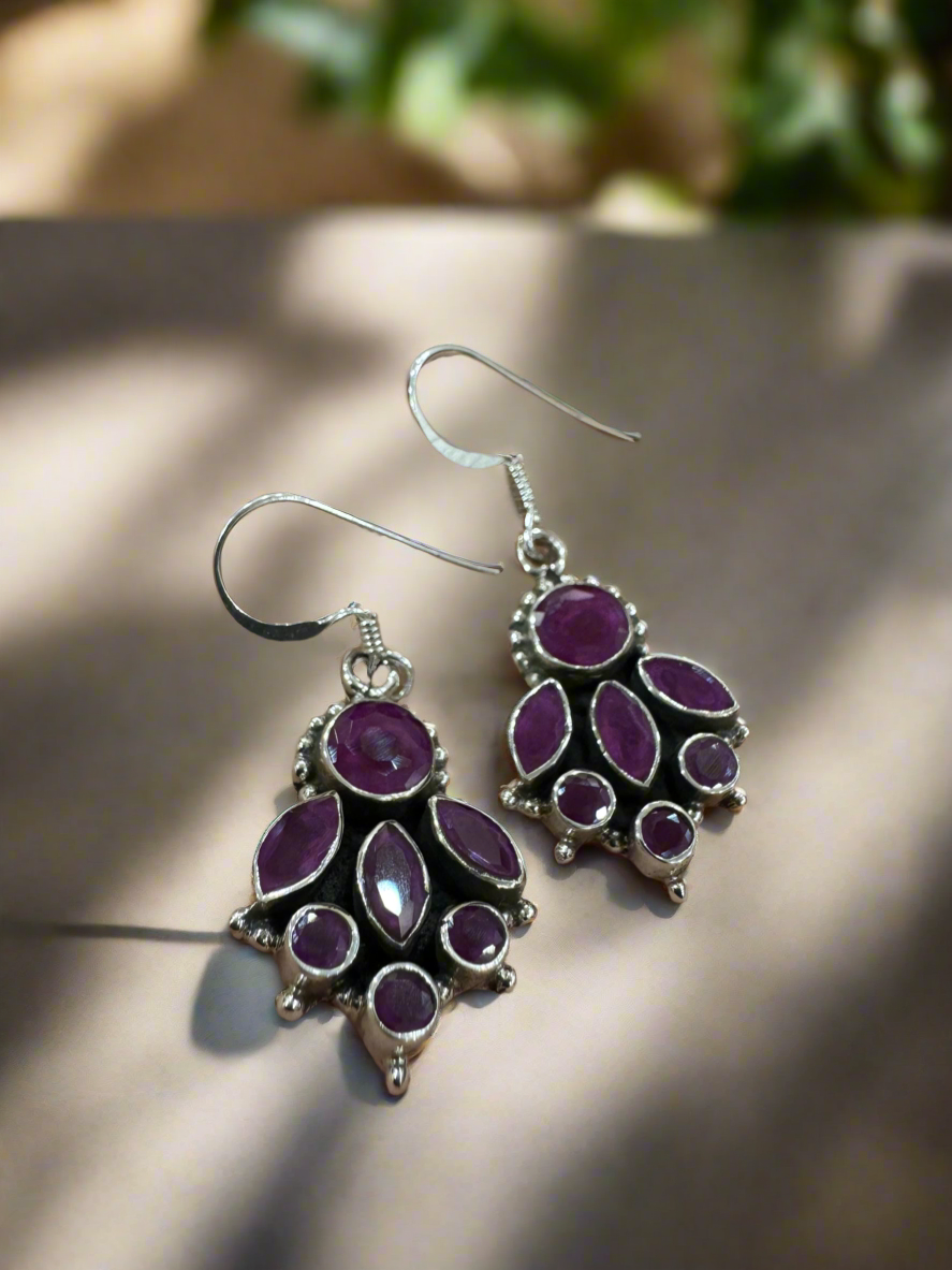 92.5 Silver Pink Hanging Earrings