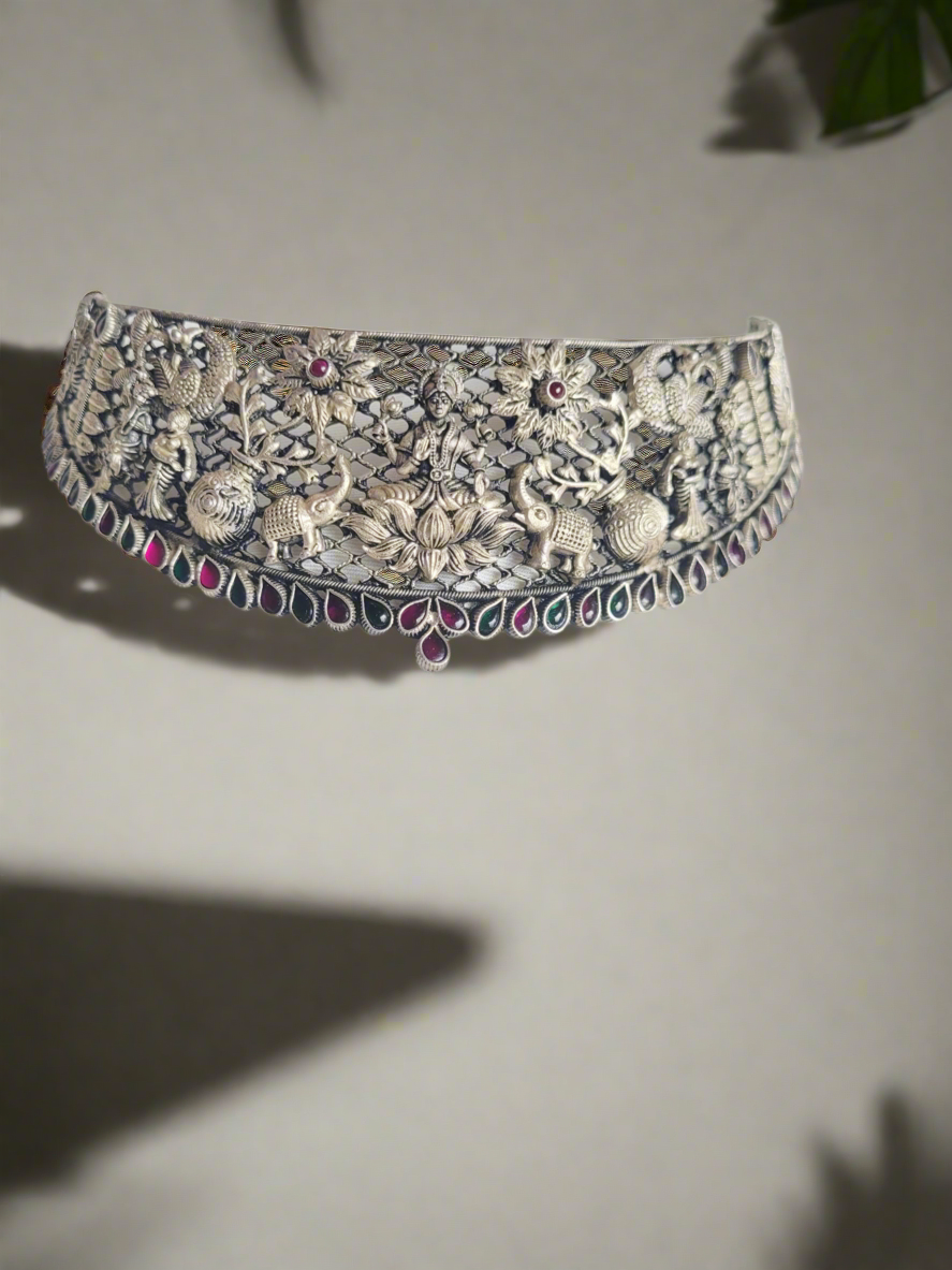 Indira - Goddess Lakshmi Choker – 92.5 Silver Temple Jewelry