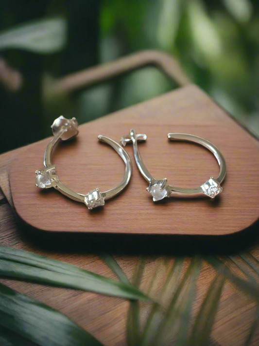 92.5 Silver Small Half Loop Earrings