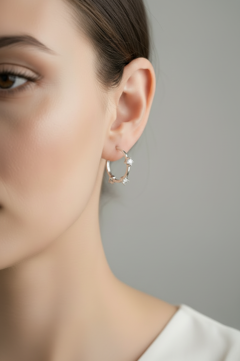 925 Silver Small Half Loop Earrings
