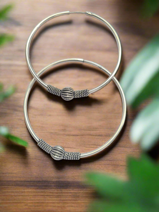 Vritika 92.5 Silver Statement Hoop Earrings