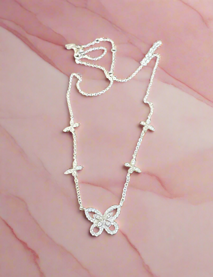 92.5 Silver Butterfly Pendant Minimalistic Necklace