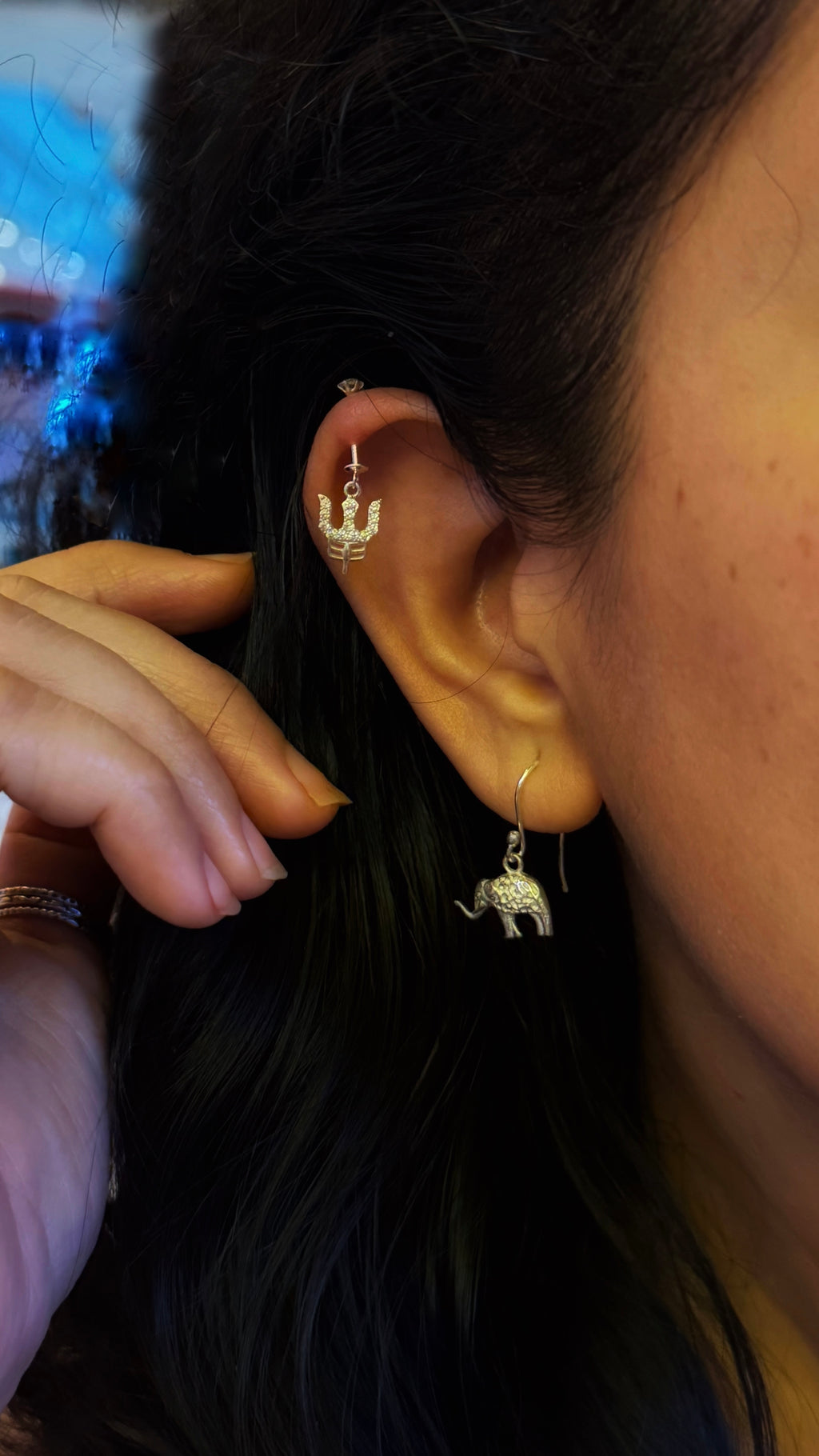 Everyday Bugadi - Shiva Trishool Helix Earrings - 925 Silver - Pair