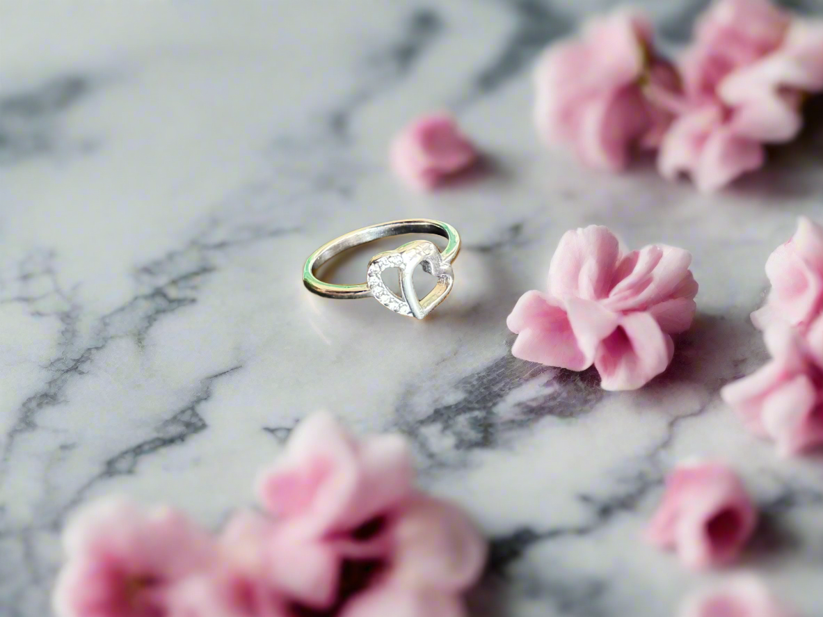 Silver Double Hearts Ring