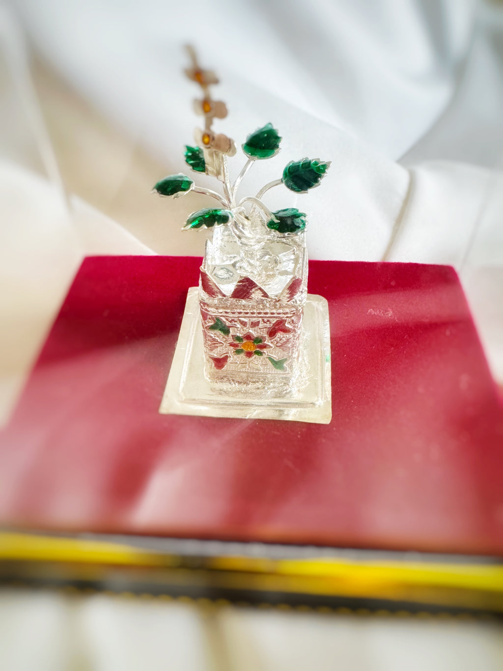 Silver Tulsi Plant in Pot (700 Silver)-Silver