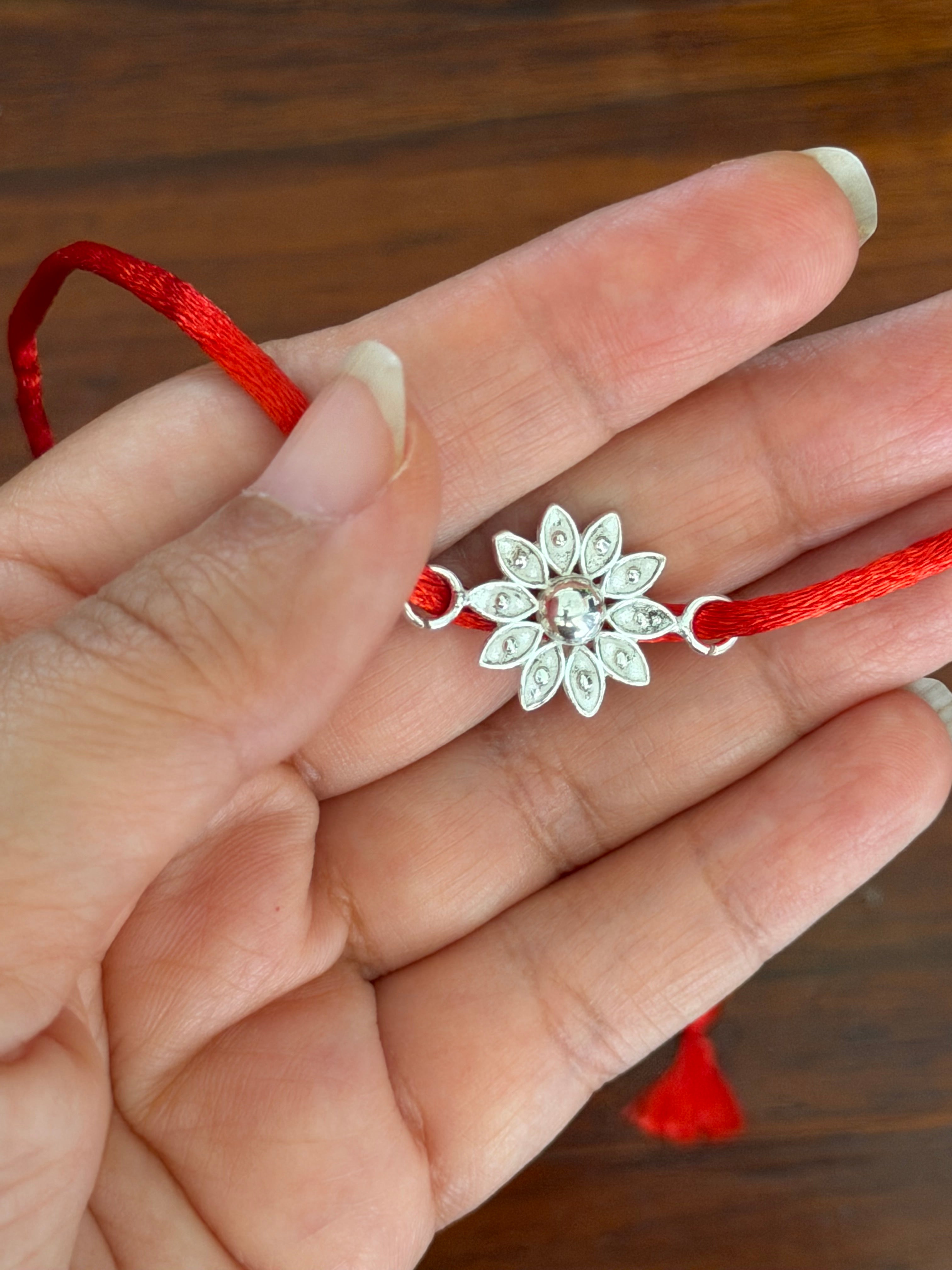 Pushp Divine Rakhi in Pure 92.5 Silver (Without Chain)