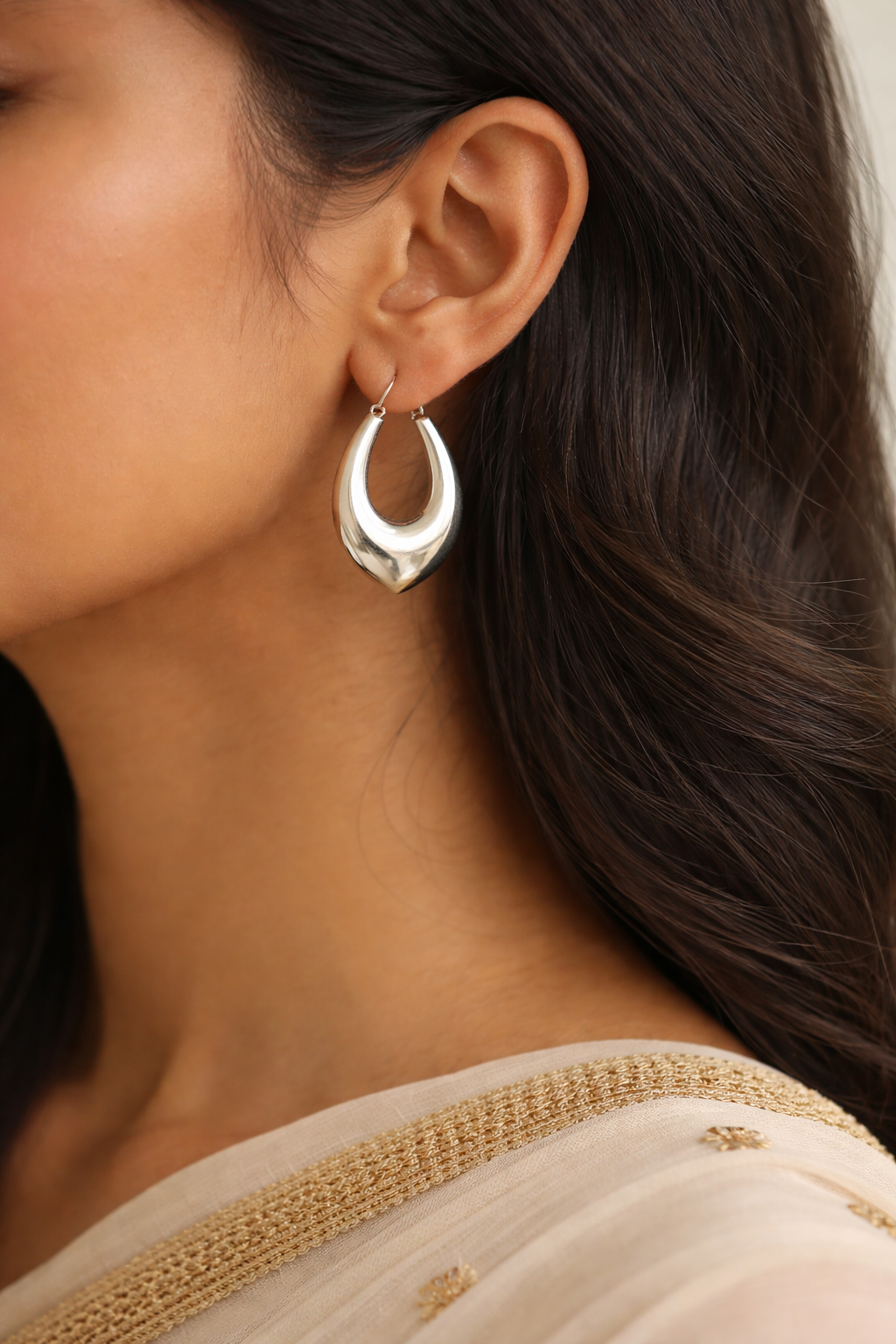 Chandrika Moon Rise 925 Silver Statement Hoop Earrings