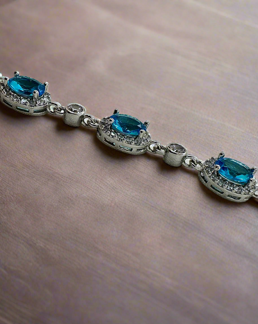 Neelam – 92.5 Silver Oceanic Blue Statement Bracelet