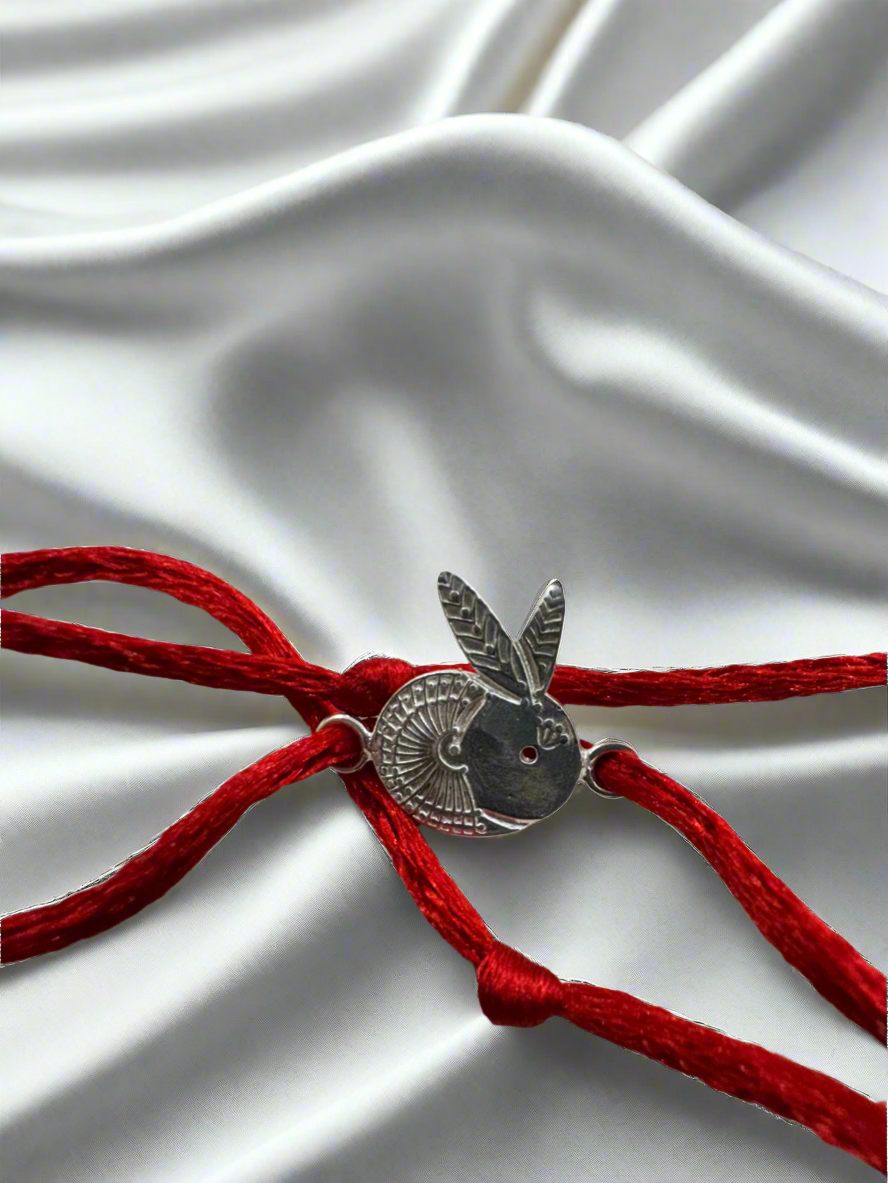 Kids Handcrafted Bunny Rabbit Rakhi in Pure 925 Silver