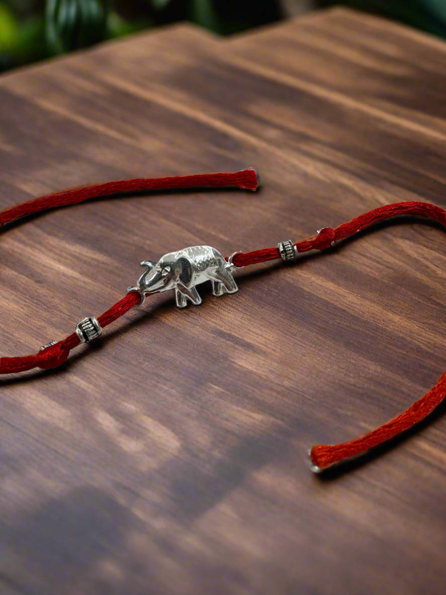 Gajraaj Handcrafted Elephant Rakhi in Pure 925 Silver