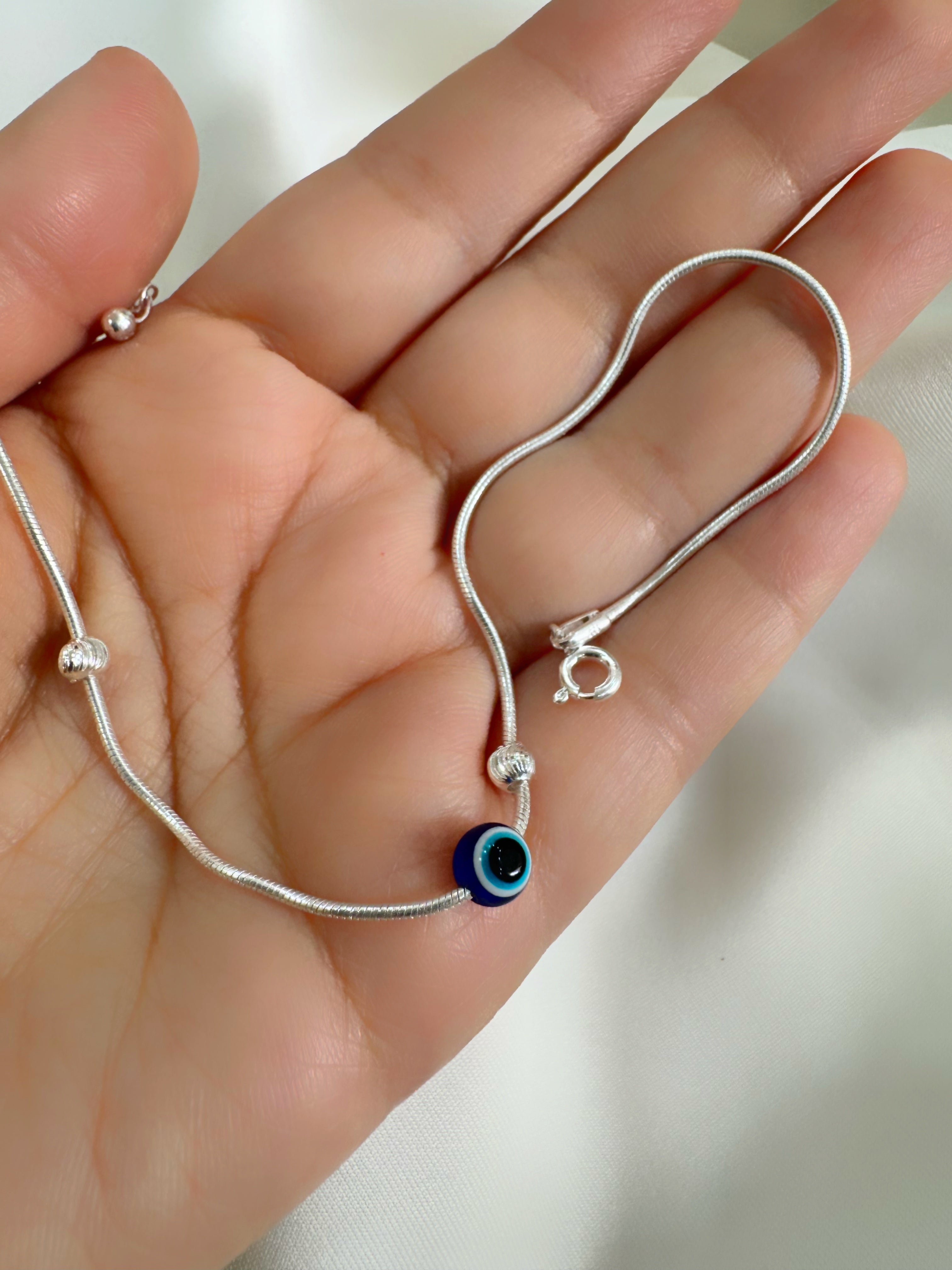 Evil Eye 92.5 Lightweight Silver Anklet