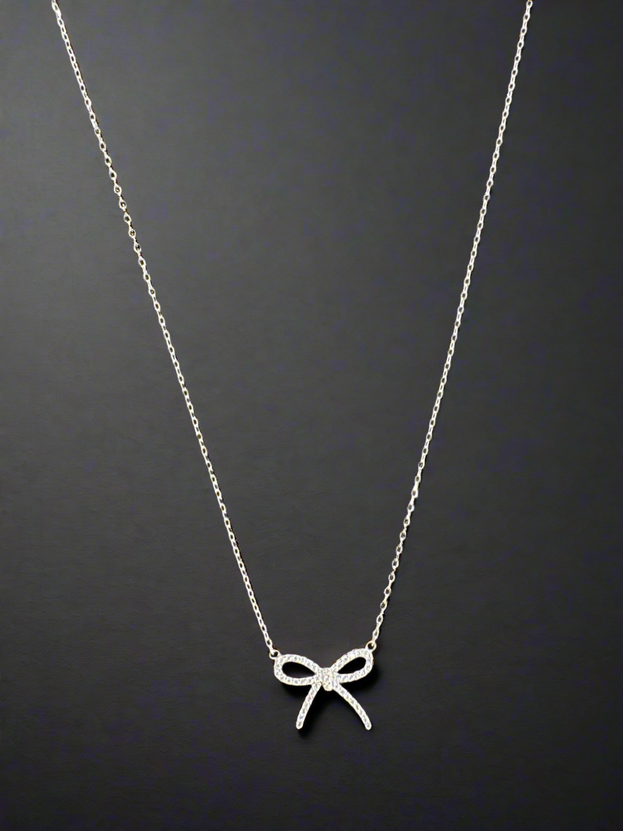 92.5 Silver Bow Pendant Minimalistic Necklace