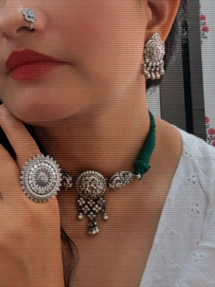 Pankhudi – 92.5 Silver Tribal Choker Handcrafted