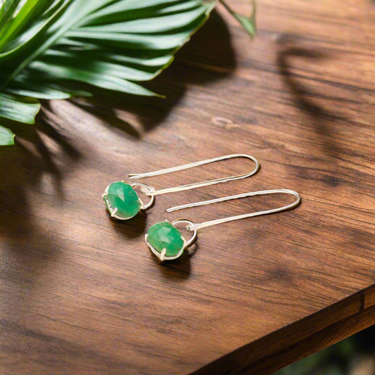 92.5 Silver Emerald Hanging Earrings
