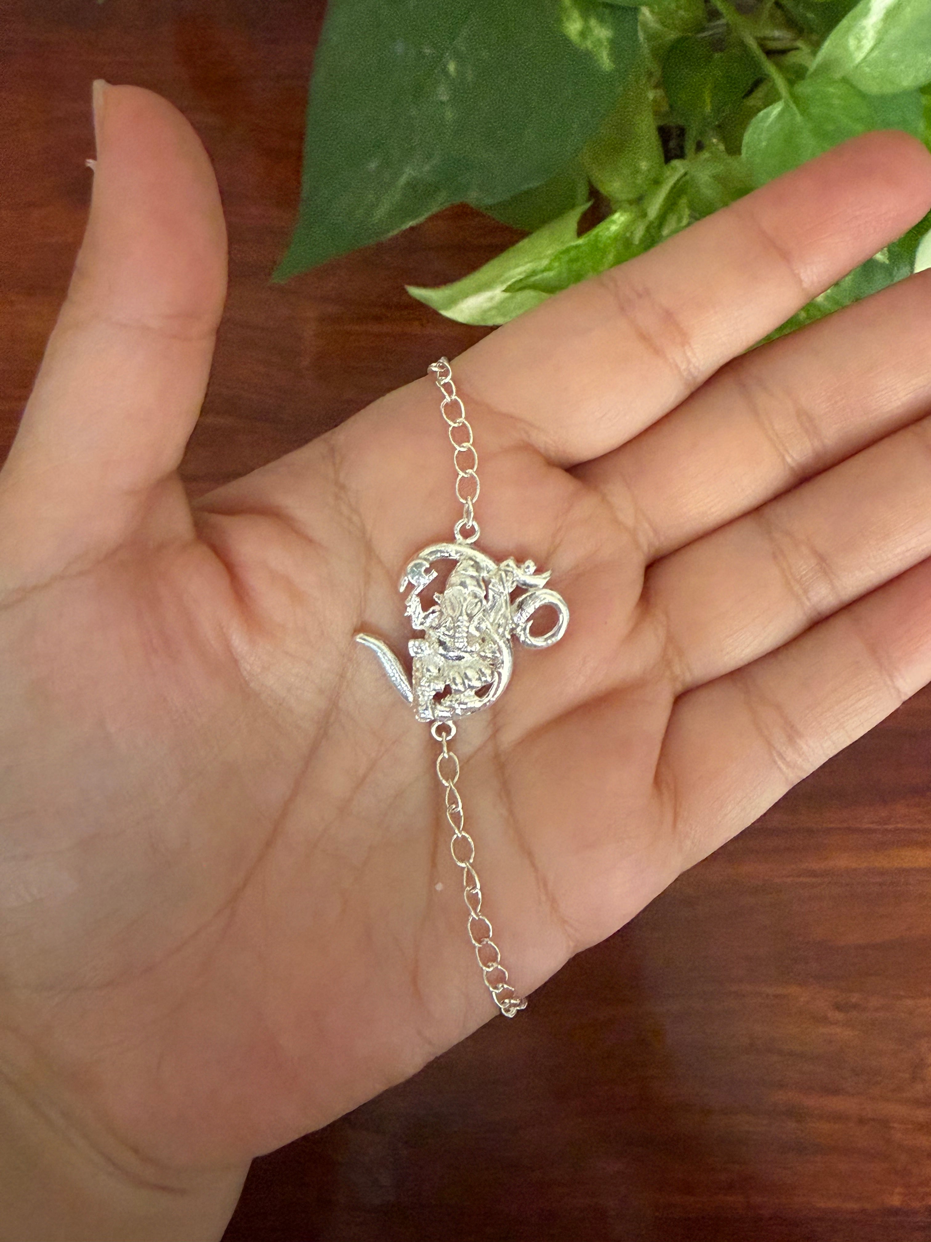 OM Ganesha Bracelet Rakhi - Hancrafted 925 Silver