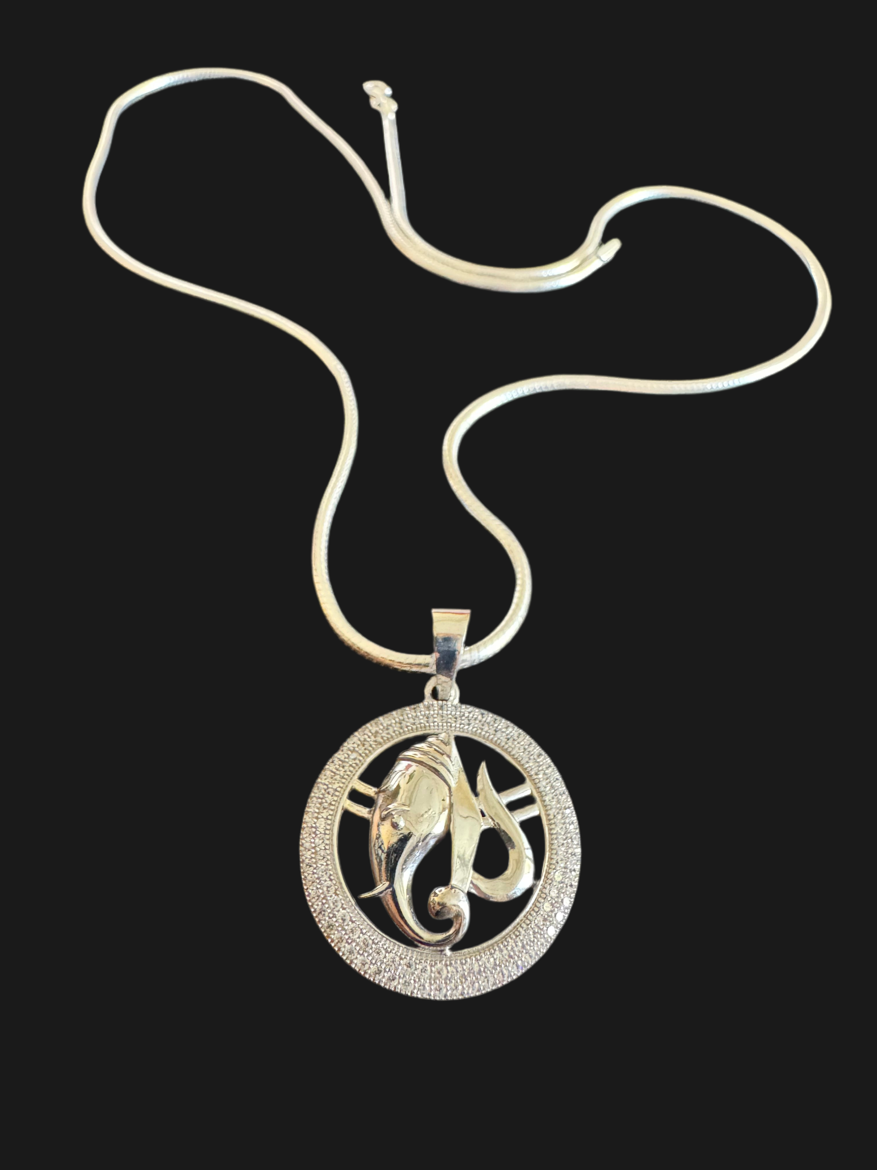 Silver Unisex Ganesha Pendant 92.5 (Without Chain)