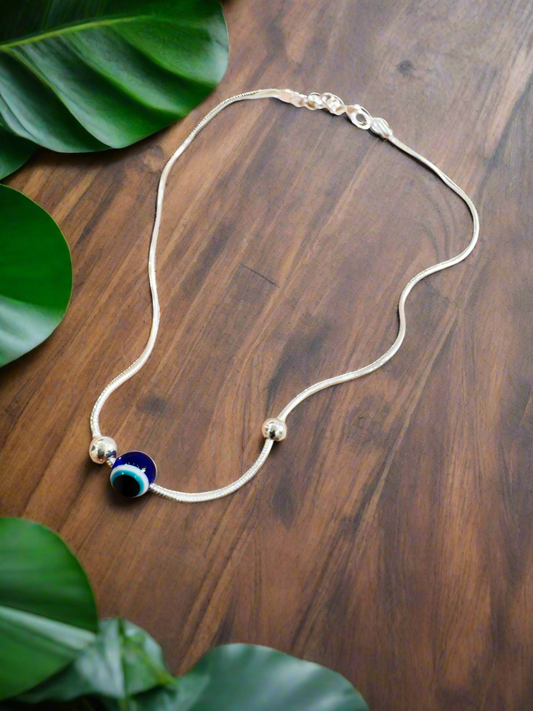 Evil Eye 92.5 Lightweight Silver Anklet