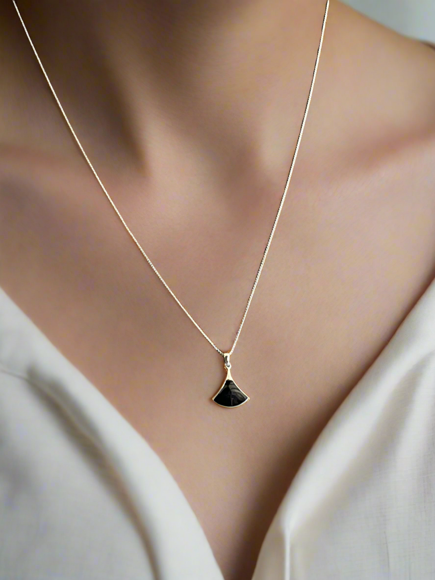 Silver Black Pendant Minimalistic Necklace