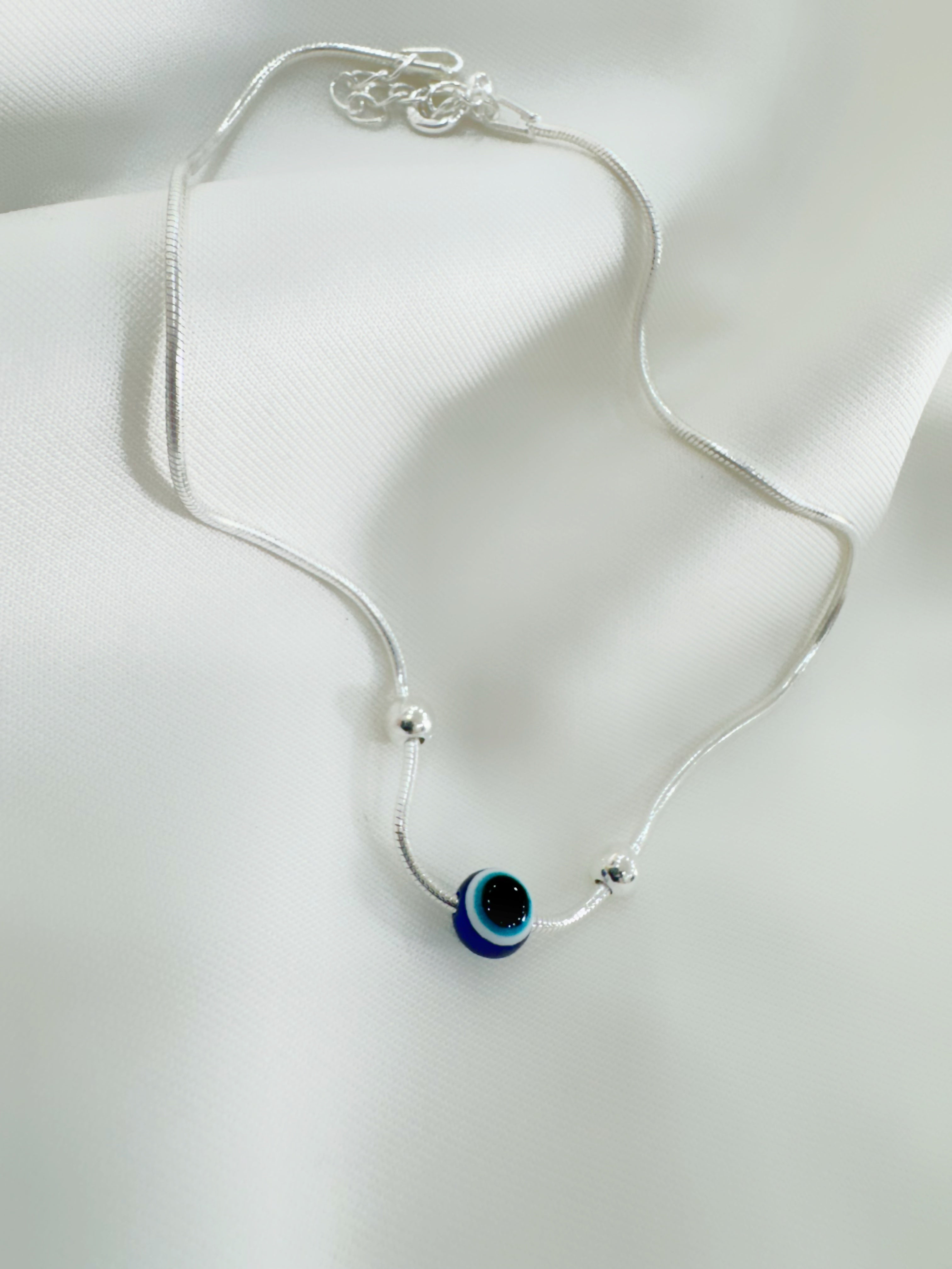 Evil Eye 92.5 Lightweight Silver Anklet