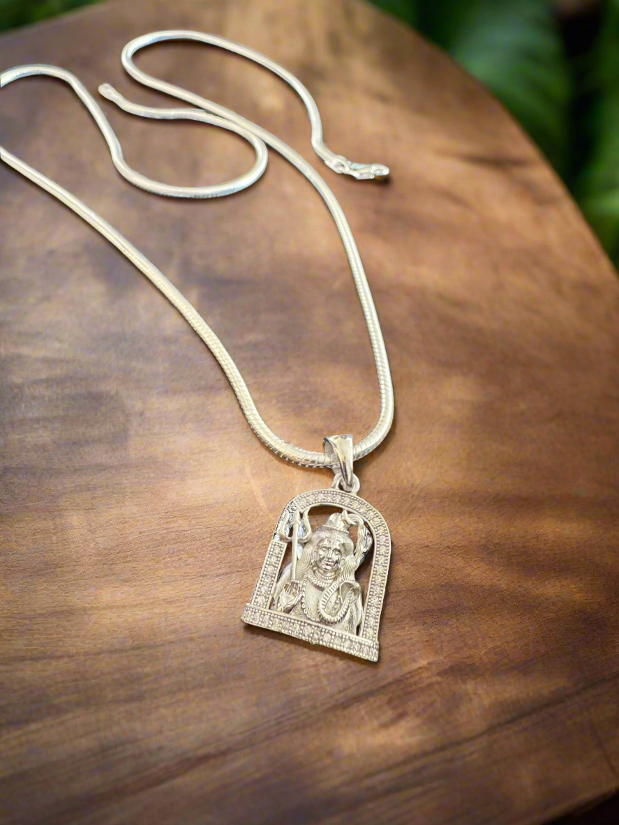 92.5 Silver Unisex Shiva Pendant (Without Chain)