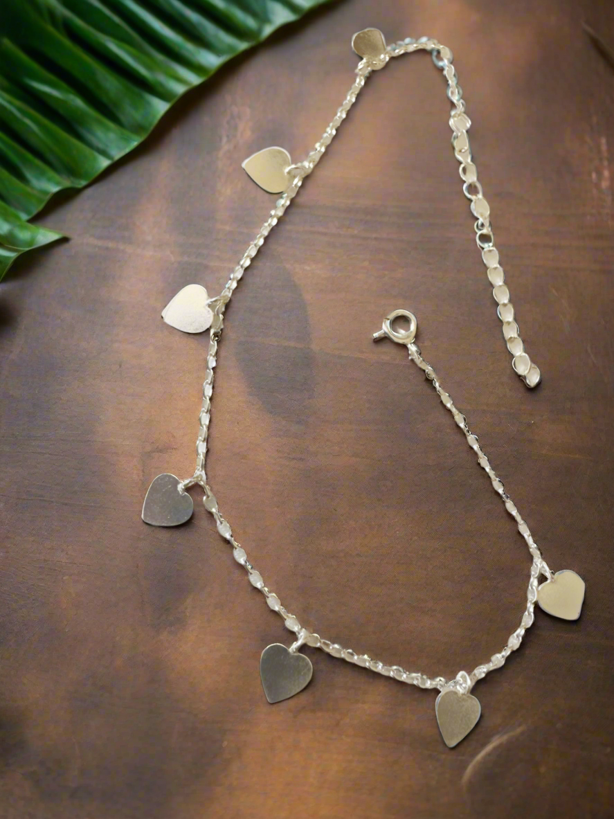 Sagarika – Little Hearts Anklet 92.5 Silver (Single Piece)