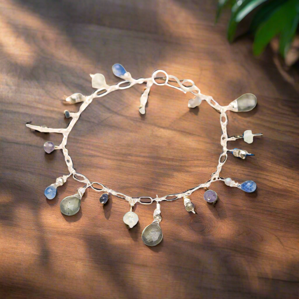 92.5 Silver Stones Charms Bracelet