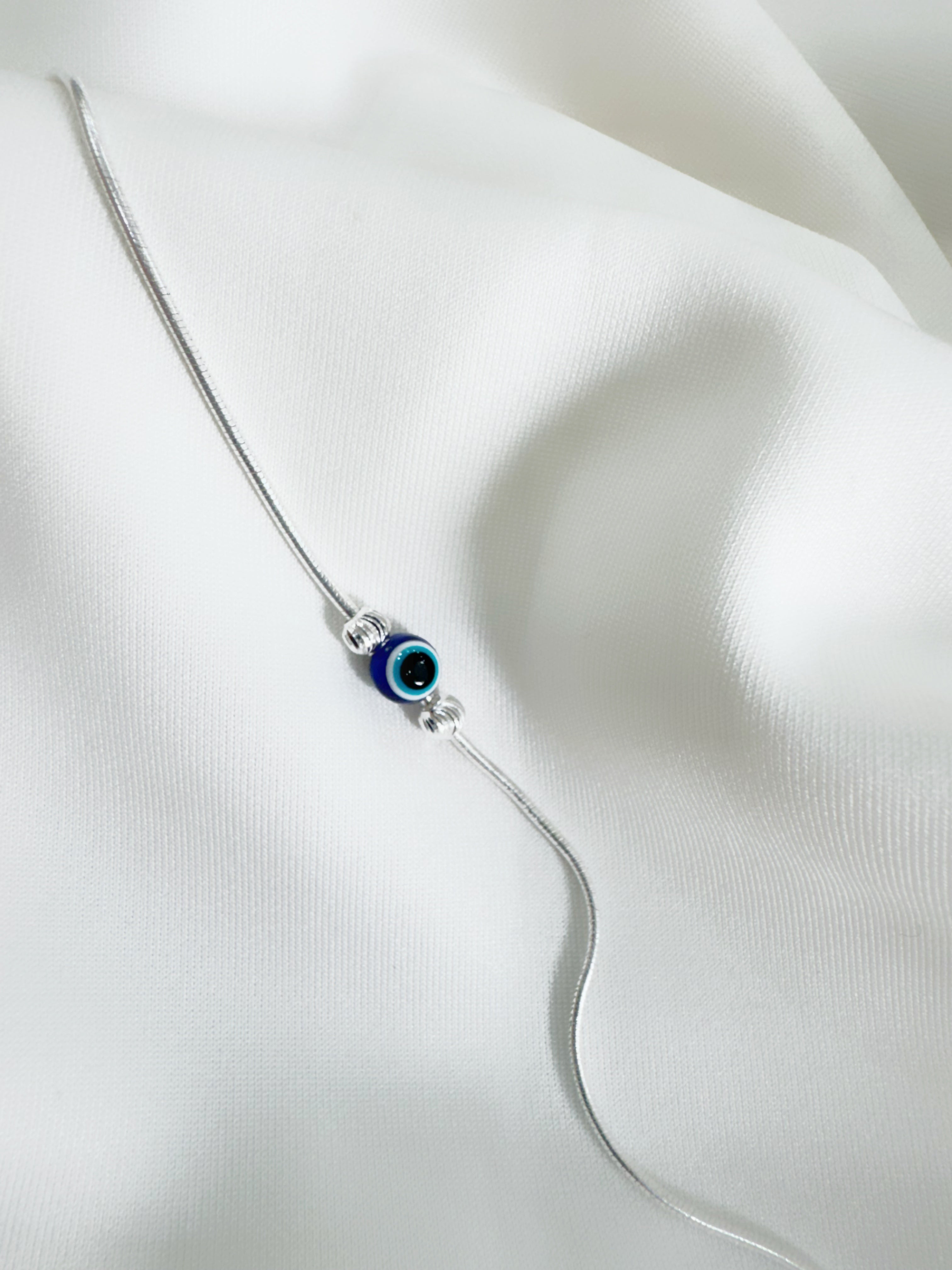 Evil Eye 92.5 Lightweight Silver Anklet