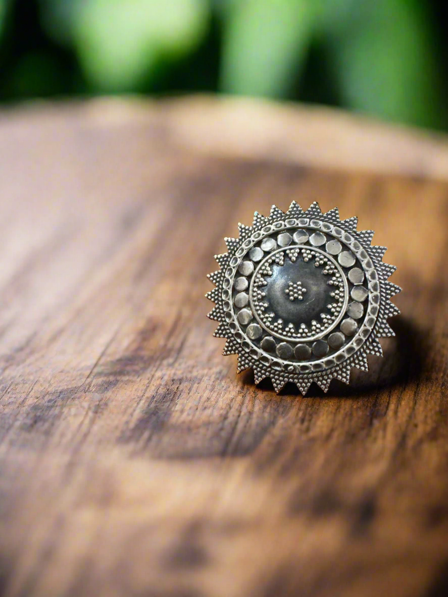 Mehrunisa Mandala 92.5 Silver Adjustable Ring