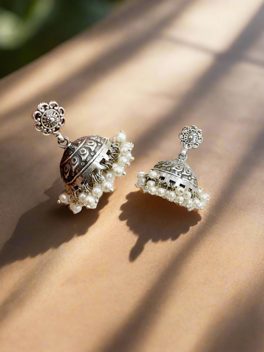 Rajasi Pearl Dome Jhumkis Earrings in 92.5 Silver