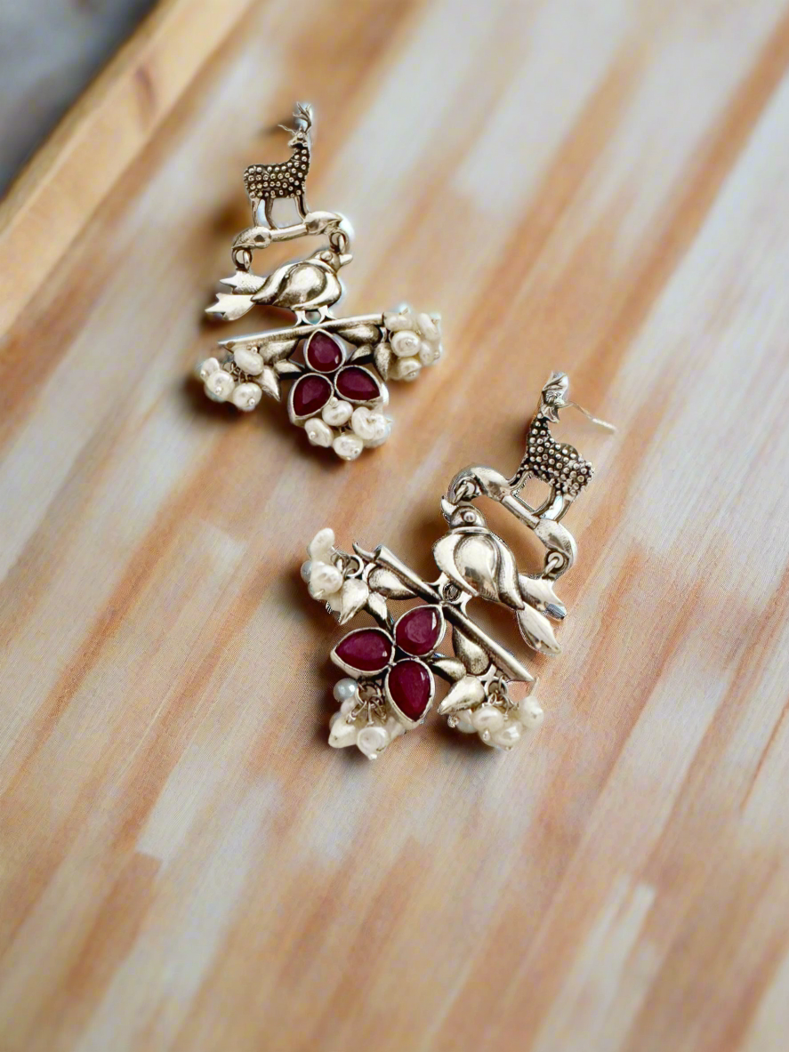 Vanraagini 92.5 Silver Earrings - Handcrafted